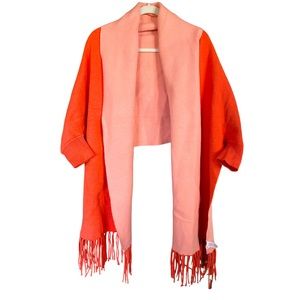 Mer Sea Coral Pink Fringe Charleston ‘The Anywhere Wrap’ Sweater Poncho‎